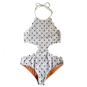 NWT Marysia Swim Light Pink One Piece with Black and Orange Polka Dots